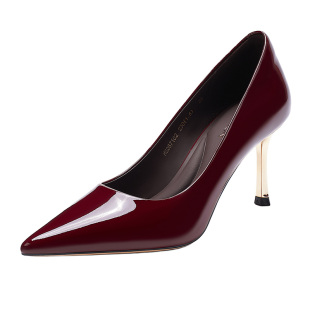 哈森/HARSON【小金条】高跟鞋2026新款尖头裸色漆皮亮面女鞋单鞋