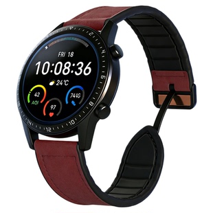 适用oppo watch x2mini表带新款疯马皮手表带oppowatchs磁吸智能运动4pro一加手表男士watchx2/x系列表链秋冬