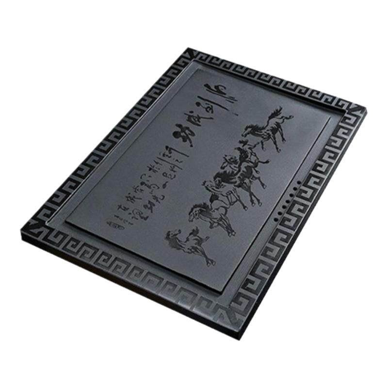 天然乌金石茶盘定制茶桌配件内嵌入式家用整块石材盖板茶台漏水