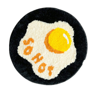 ins卡通可爱植绒地垫床边卧室浴室防滑吸水小尺寸地毯卫生间圆形