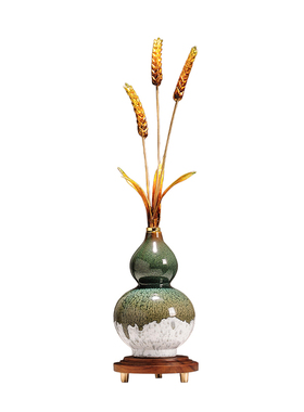 大麦窑变葫芦摆件创意客厅玄关发财树纳福乔迁高档紫气东来装饰拼