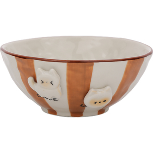 暹罗猫餐具陶瓷酸奶碗沙拉水果碗汤面碗家用可爱漂亮的饭碗釉下彩