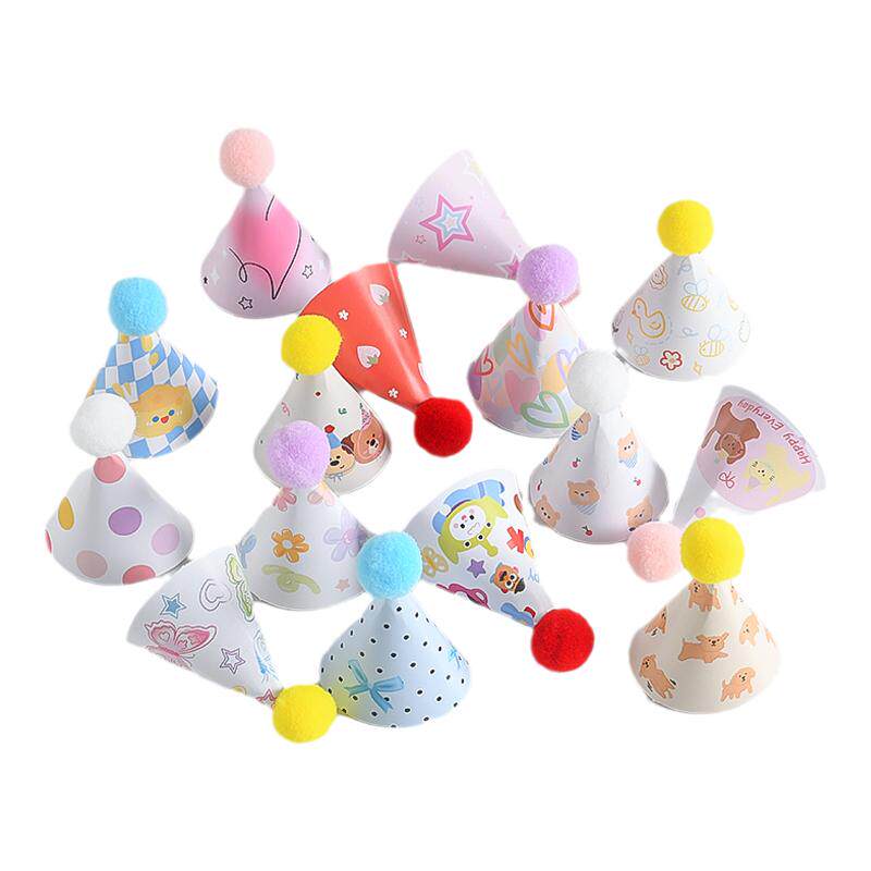 网红复古毛球小帽子生日蛋糕装饰节日装扮用品