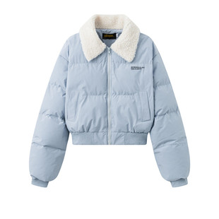 美式羊羔毛短款羽绒棉服女加厚立领冬季宽松韩版小个子面包服外套