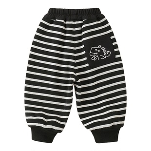 儿童裤子加绒休闲裤2025新款男童女宝宝幼儿园卫裤条纹薄绒一体绒