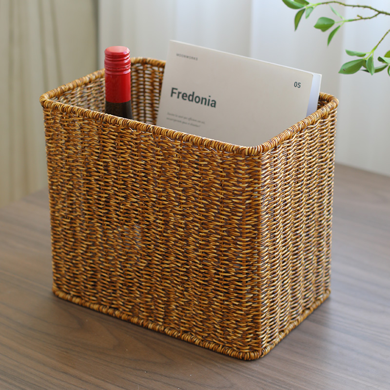 书架格子柜编织收纳筐仿藤编柜子杂物整理储物篮家用书报杂志筐