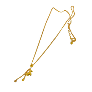 金店同款古法黄金色沙金马上有钱小马钱币流苏毛衣链轻奢项链女款