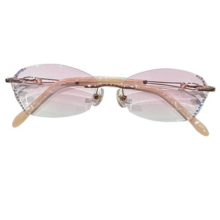 钻石切边无框眼镜近视女配镜可配有度数防蓝光护目无边框超轻镜框