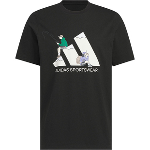 Adidas/阿迪达斯官方正品舒适新款男女休闲图案透气圆领T恤KB7748