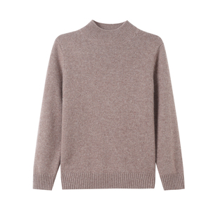 恒源祥红色纯山羊绒半高领毛衣女加厚保暖妈妈装百搭纯色打底衫女