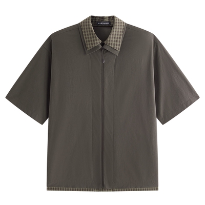 【商场同款】太平鸟男装撞色假两件衬衫夏新款复古衬衣B2CJG2254