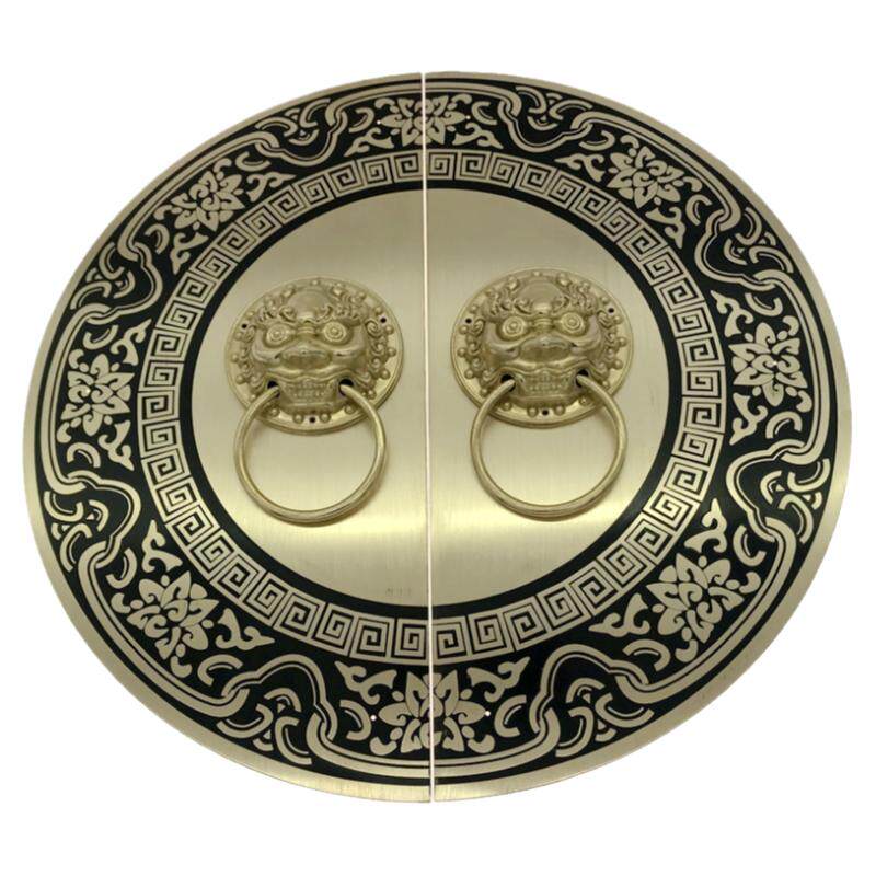 中式仿古门拉手纯铜狮子头门锁扣