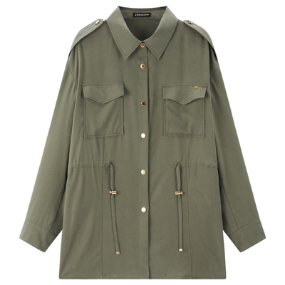 太平鸟收腰工装风衬衫式外套