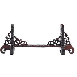 红木红酸枝刀架象牙架底座如意架镂空雕刻牛角架底座象牙横财木托