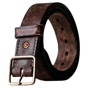 裂古手作！粗犷复古包浆质感 纯牛皮手工缝制 男士牛仔裤真皮腰带