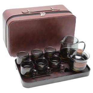 景盛堂耐高温玻璃茶具旅行装家用简约泡茶日式功夫茶具户外便携式
