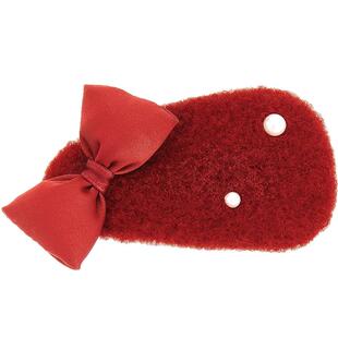 兰诺红色蝴蝶结毛绒新年发夹女2026新款高端侧边夹前额刘海一字夹
