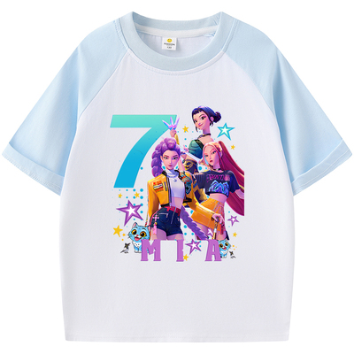 猎魔女团儿童短袖t袖  KPop Demon Hunters衣服  猎魔女图案衣服