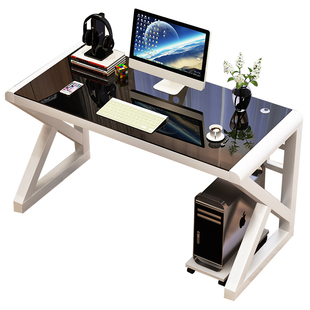 电脑台式桌家用 简约现代经济型书桌 简易钢化玻璃电脑桌学习桌子