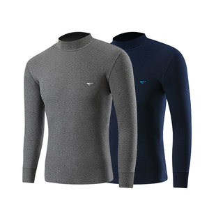 七匹狼男士纯棉秋衣男款线衣半高领单件上衣中领全棉毛衫保暖内衣