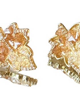 金色渐变枫叶轻奢高级感耳钉