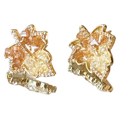 金色渐变枫叶轻奢高级感耳钉