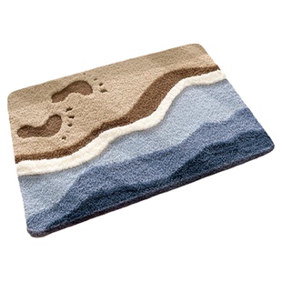 大江地垫浴室地垫卫生间植绒脚垫厕所进门口吸水速干加厚防滑地毯