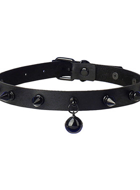 暗黑铃铛挂坠PU项链皮带扣choker