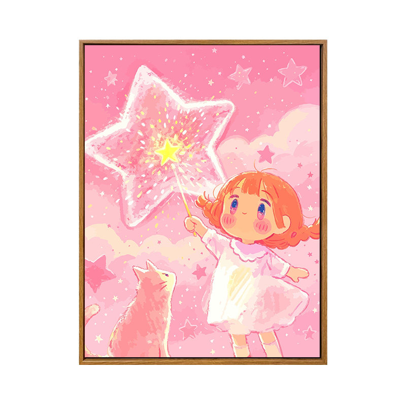 雅调少女猫咪diy数字油画材料包