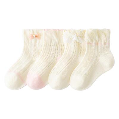 宝宝袜子夏季薄款纯棉透气网眼袜婴儿夏天女童一岁女宝袜儿童短袜