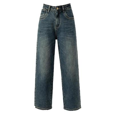 凌丹娜男友裤九分牛仔裤女高腰