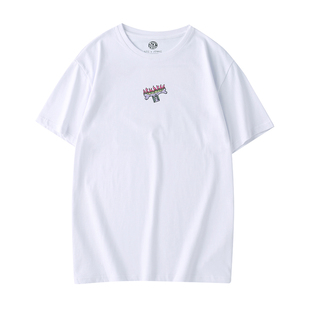 STC滑板美式简约短袖T恤男女夏季百搭宽松印花白色上衣情侣半袖