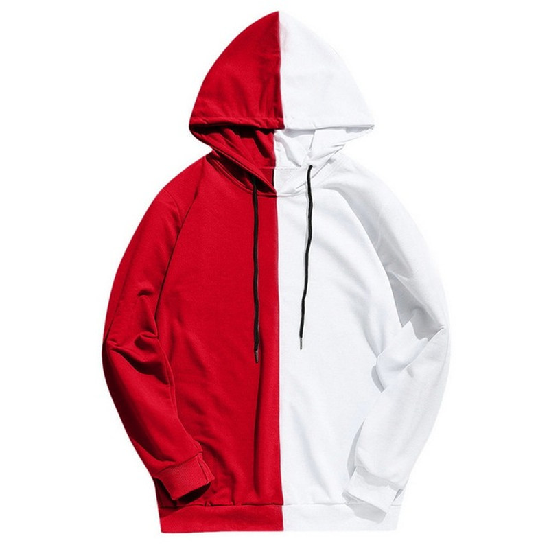 2025新款拼色宽松长袖系绳卫衣潮牌连帽衫男Color blocked hoodie