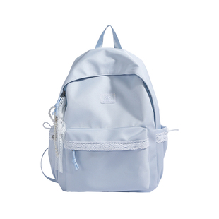 书包ins小众风高中女生初中生蓝色高颜值新款背包大容量双肩包潮