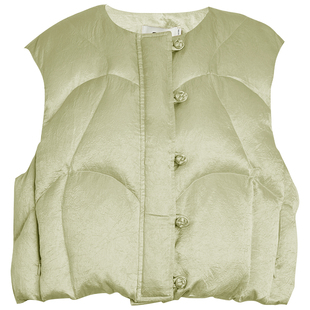 qs秸熙25冬款复古轻国风手工盘扣羽绒服醋酸保暖显瘦叠穿马甲外套