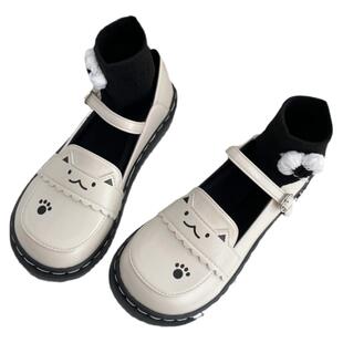 妖怪的小窝 lolita招财猫可爱平底小皮鞋学生制服鞋少女日系JK鞋