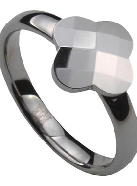 梦克拉钨金戒指 四叶草 时尚个性潮流百搭 磨不花不变色