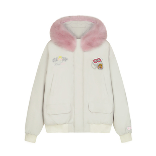 BIPOLARxMAOZY 魔术贴可拆卸毛领棉服冬加厚保暖休闲宽松上衣外套