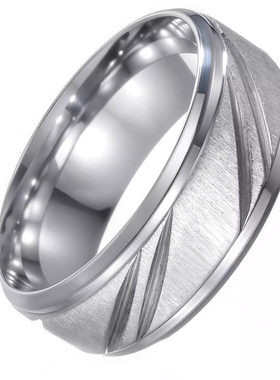 超宽欧美时尚磨砂情侣钛钢戒指男