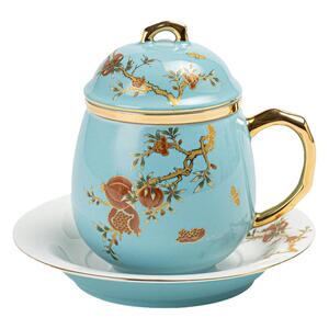 物子清湖蓝高颜值花茶杯高端主人杯陶瓷茶水分离办公杯水杯礼物