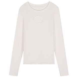 落落狷介 长袖T恤女2025新款打底衫女秋冬内搭可外穿设计感白色