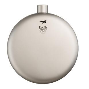 keith铠斯户外随身便携钛酒壶圆形纯钛酒壶附小漏斗扁酒瓶金属