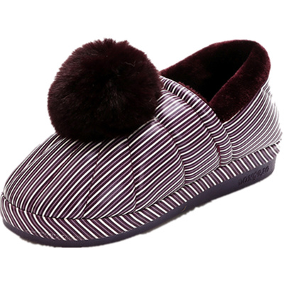 冬季新款pu皮棉拖鞋防水防滑厚底