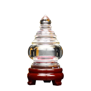 水晶舍利塔小号水晶空瓶密封装藏佛塔桌面摆件大号透明菩提塔防潮
