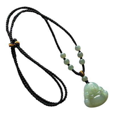 和田玉弥勒佛吊坠挂脖绳