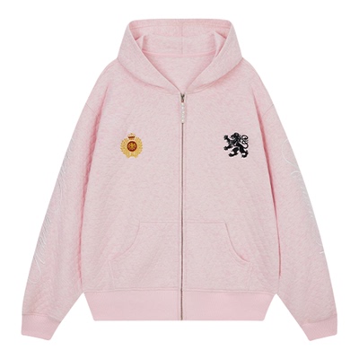 【Achock官方店】美式休闲徽章刺绣格子棉外套简约拉链连帽卫衣