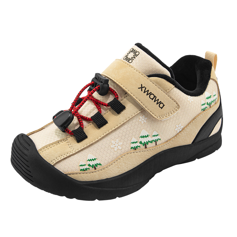 雪娃娃冬季限定新品圣诞树系列加绒儿童鞋户外运动鞋学步机能鞋