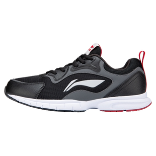 李宁男鞋运动鞋冬季新款轻便革面黑色跑鞋断码男士减震休闲跑步鞋