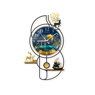 客厅挂钟2026新款高级感钟表挂画时钟挂墙家用静音钟表装饰钟挂表