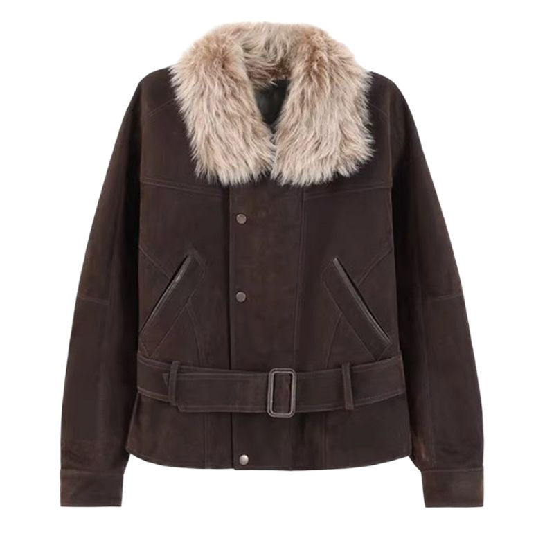 韩系拼接牛仔加厚棉服女秋冬